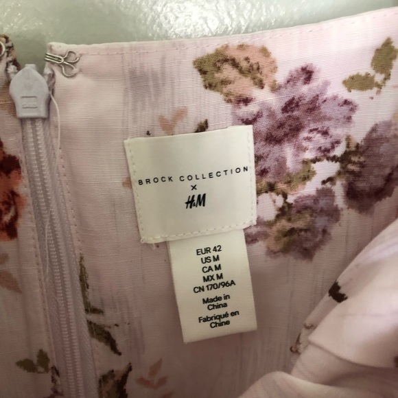 Brock Collection x H&M Floral Dress Lyocell Linen Powder Pink Medium - Picture 4 of 6